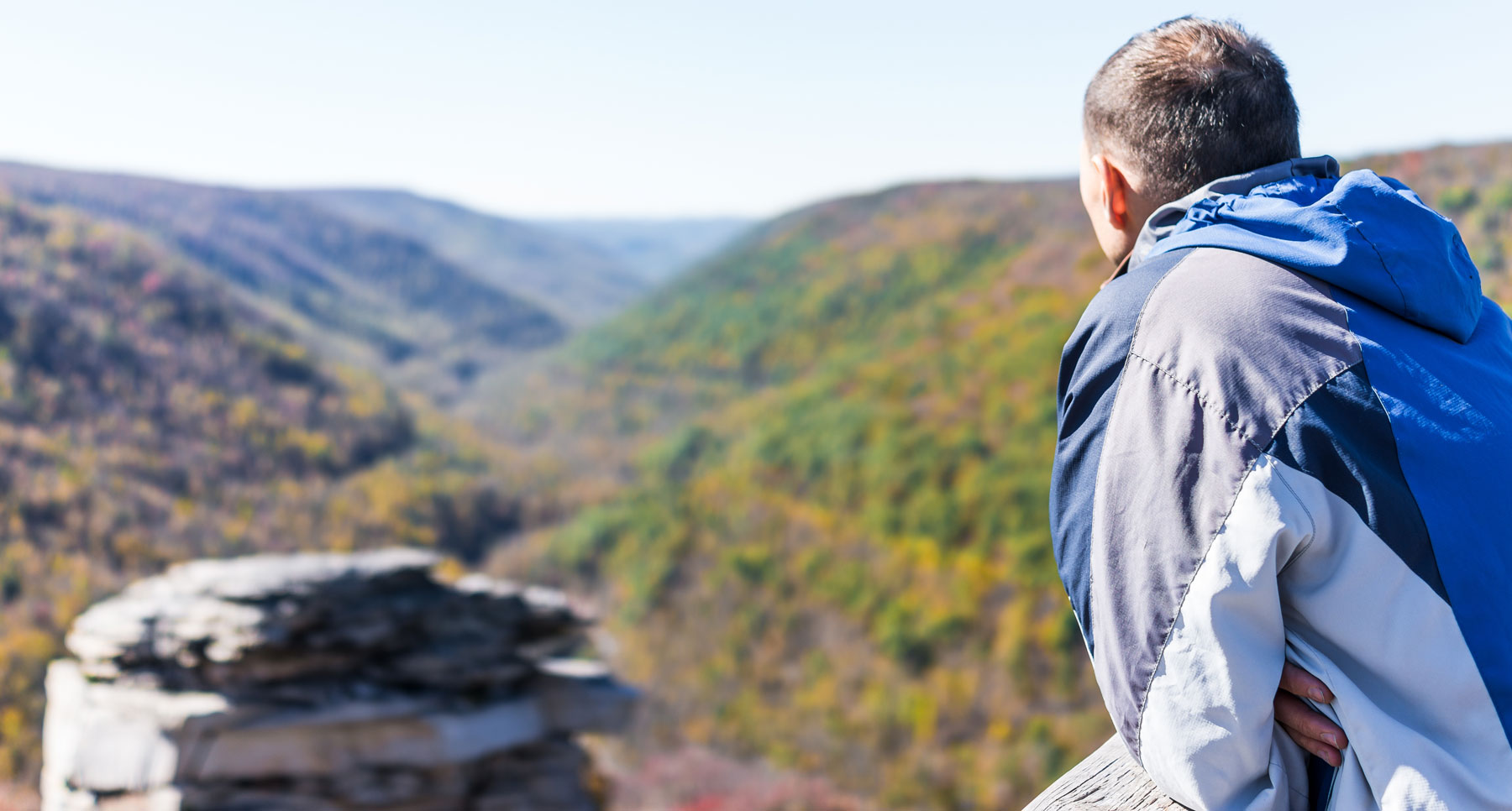 Hombre observando el bosque